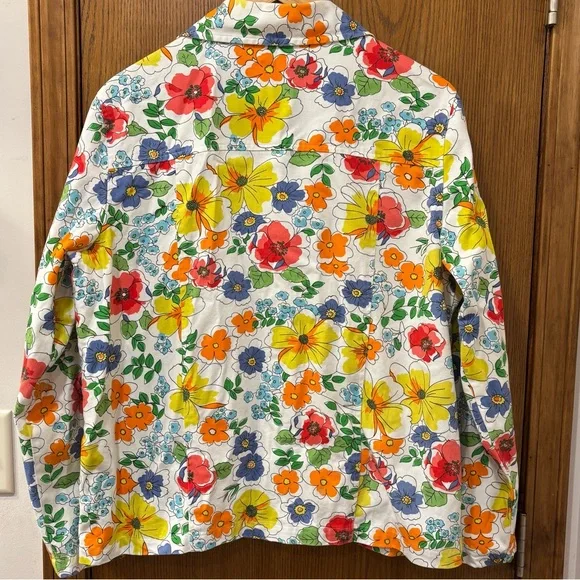 Vintage 90s butterfly appliqué floral shirt jacket, large - Picture 2 of 12